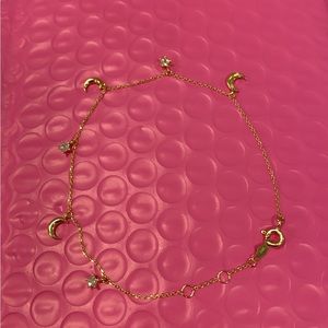 14K Solid Gold Crescent Moons & Stars CZ Bracelet